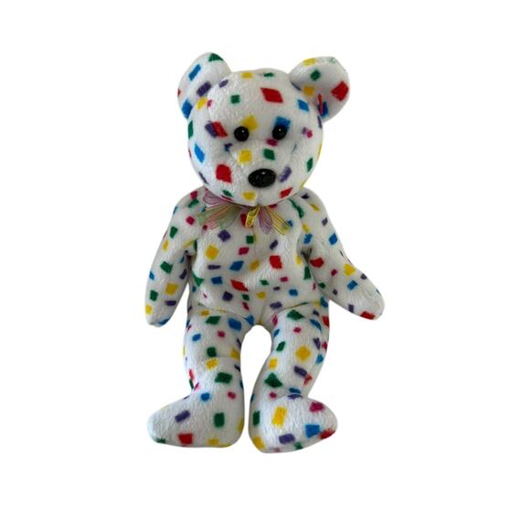 TY "TY2K" BEANIE BABY BEAR (CONFETTI PATTERN) NO HANG TAG 1999 NEW - Picture 1 of 5